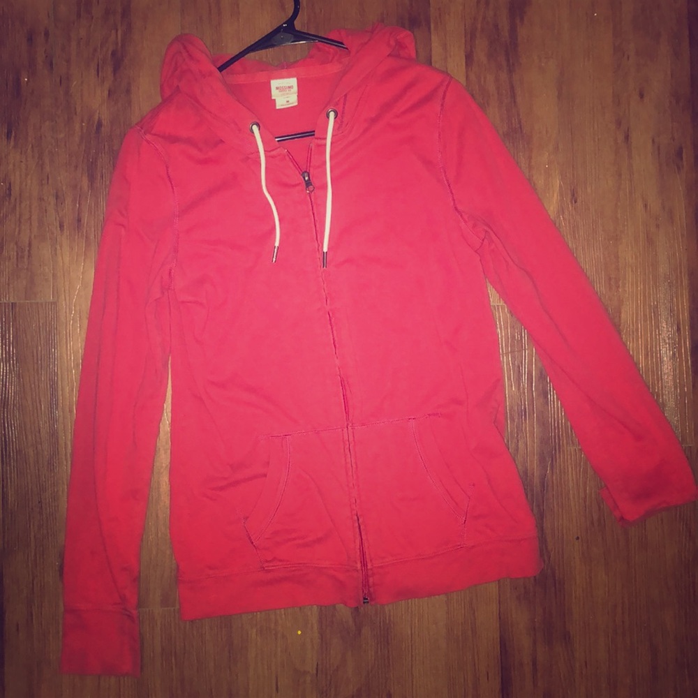 Mossimo Red Lightweight Zip- Up Jacket w/ Hood
